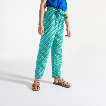 بنطال فضفاض بطبعة باللون الأخضر للفتيات